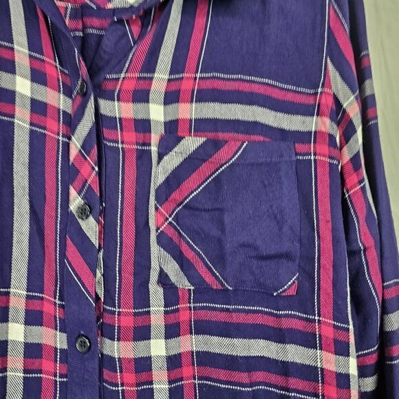 Rails Hunter Plaid Button Up Shirt Navy/Ruby/White Womens Size Medium - Picture 5 of 8